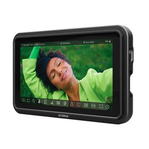 Atomos Shinobi II 5.2" HDMI Camera Monitor mounted on a mirrorless camera, displayed at Camera Stuff Kenya in Nairobi showing the bright 1500nit touchscreen interface.