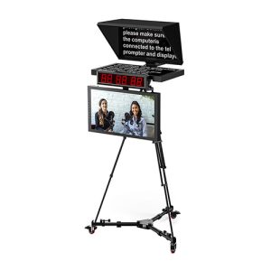 Desview DT24-M Dual-Screen High-Bright Teleprompter with 24-inch monitors for studios.