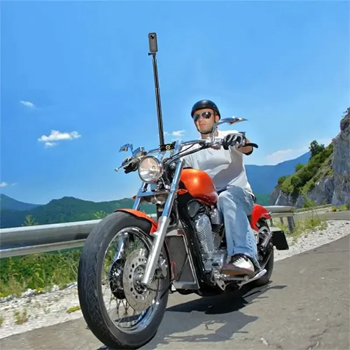 Professional Motorcycle Handlebar Mount for Action Cameras on a bike in Nairobi. Motorcycle handlebar mount for GoPro and Insta360 in Kenya Heavy-duty Motorcycle Handlebar Mount for Insta360 and GoPro cameras.