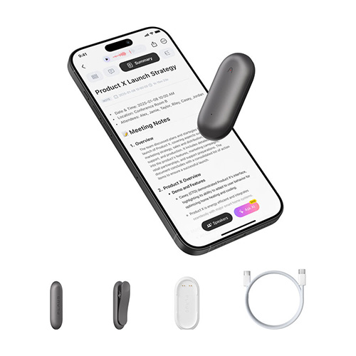 Plaud NotePin AI Voice Recorder worn as a smart pin for professional note-taking in Kenya.