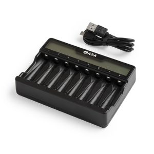 8-Bay Smart Battery Charger Kenya with USB Type-C and LED indicators for AA AAA NiMH batteries at Camera Stuff Kenya