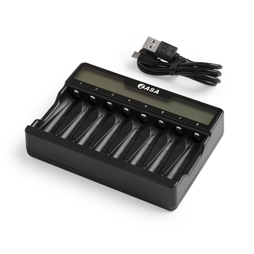 8-Bay Smart Battery Charger Kenya with USB Type-C and LED indicators for AA AAA NiMH batteries at Camera Stuff Kenya