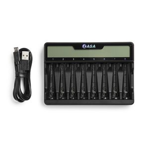 8-Bay Smart Battery Charger Kenya with USB Type-C and LED indicators for AA AAA NiMH batteries at Camera Stuff Kenya