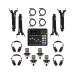 RODECaster Pro II Bundle 4-person podcasting kit with PodMic microphones and headphones
