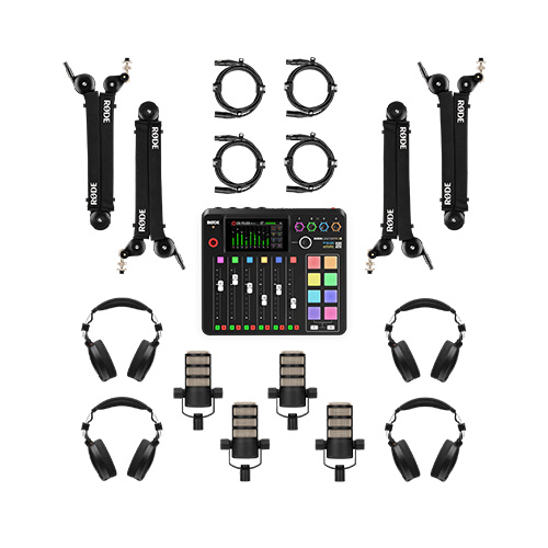 rodecaster-pro-ii-bundle-4-person-podcasting-kit-south-sudan RODECaster Pro II Bundle 4-person podcasting kit with PodMic microphones and headphones