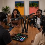 RODECaster Pro II Bundle 4-person podcasting kit with PodMic microphones and headphones